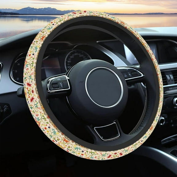 Steering Wheel Cover Neoprene Material Most Cars Men&Women Universal 15 inch Premium Non-Slip Spring Steering Wheel Protector Floral Car Accessories