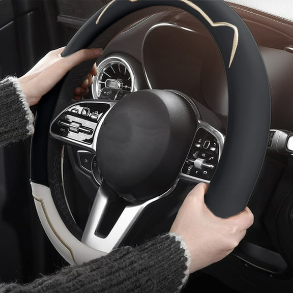 Steering Wheel Cover Non-Slip Grip Handle Cover Universal Fit Sports Design All-Season Use High Low Temperature Resistance Thin Lightweight Car Accessory Driving Safety Enhancement