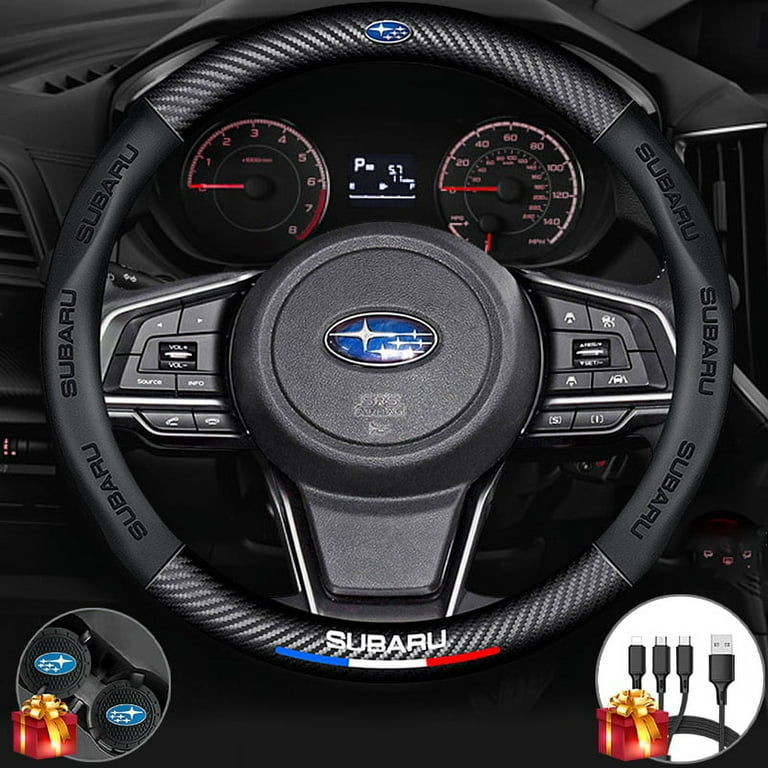 For Subaru Forester Steering Wheel Cover Leather Alcantara Wrap Carbon  Fibre J