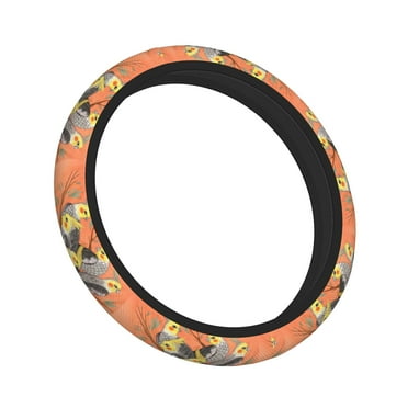 Steering Wheel Covers Cockatiel Painting Breathable Anti-Slip Steering Wheel Protector,Odorless,Easy Carry,Universal Auto Accessories Decor