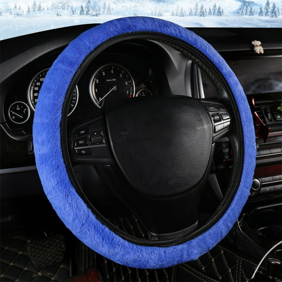 ESULOMP Elastic Stretch Steering Wheel Cover with Soft Warm Plush Non-Slip Car Decoration Car Wheel Protector Universal Fits 14-15 inches