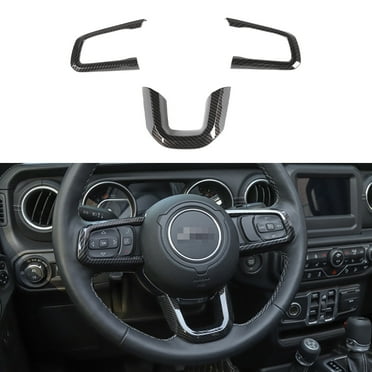 Steering Wheel Decorative Cover Trim for Jeep Wrangler JL 2018 2019 Gladiator JT 2020 2021 2022 2023 Car Inner Accessories ABS