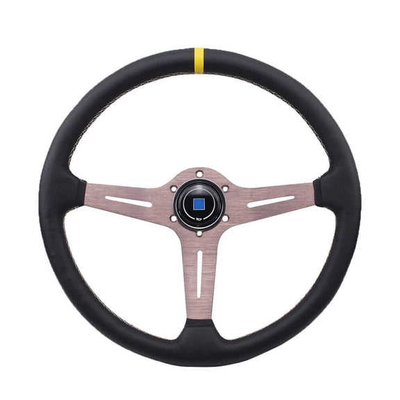 Steering Wheel Deep Corn Perforated Leather 15-inch Classic Titanium Chrome New