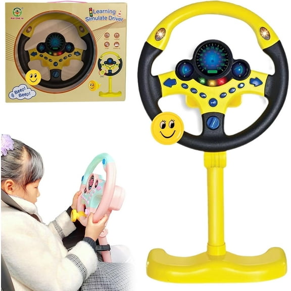 Steering Wheel Driving Toy, Simulated Steering Wheel for Kids, Electric Car Steering Wheel Toys, Educational Children Skills Training Gift