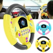 Steering Wheel Game Pretend Toy With Light & Music Sound Baby Kids Driver Car Driving Toy - Blue