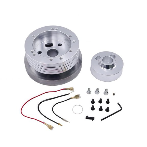 Steering Wheel Hub Adapter for Chevrolet, 5 & 6 Hole Aluminum Alloy Car Modification Part for Custom Steering Wheel Installation, Black/Silver(Style A)