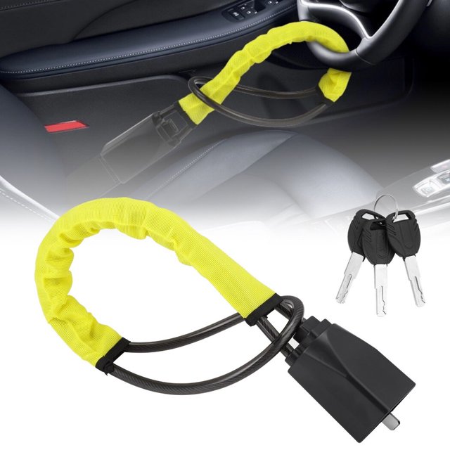 Steering Wheel Lock with 3 Keys, Steering Wheel Locking Strap