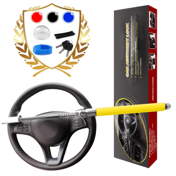 Steering Wheel Lock Anti-Theft Car Device, Yellow, Heavy Duty