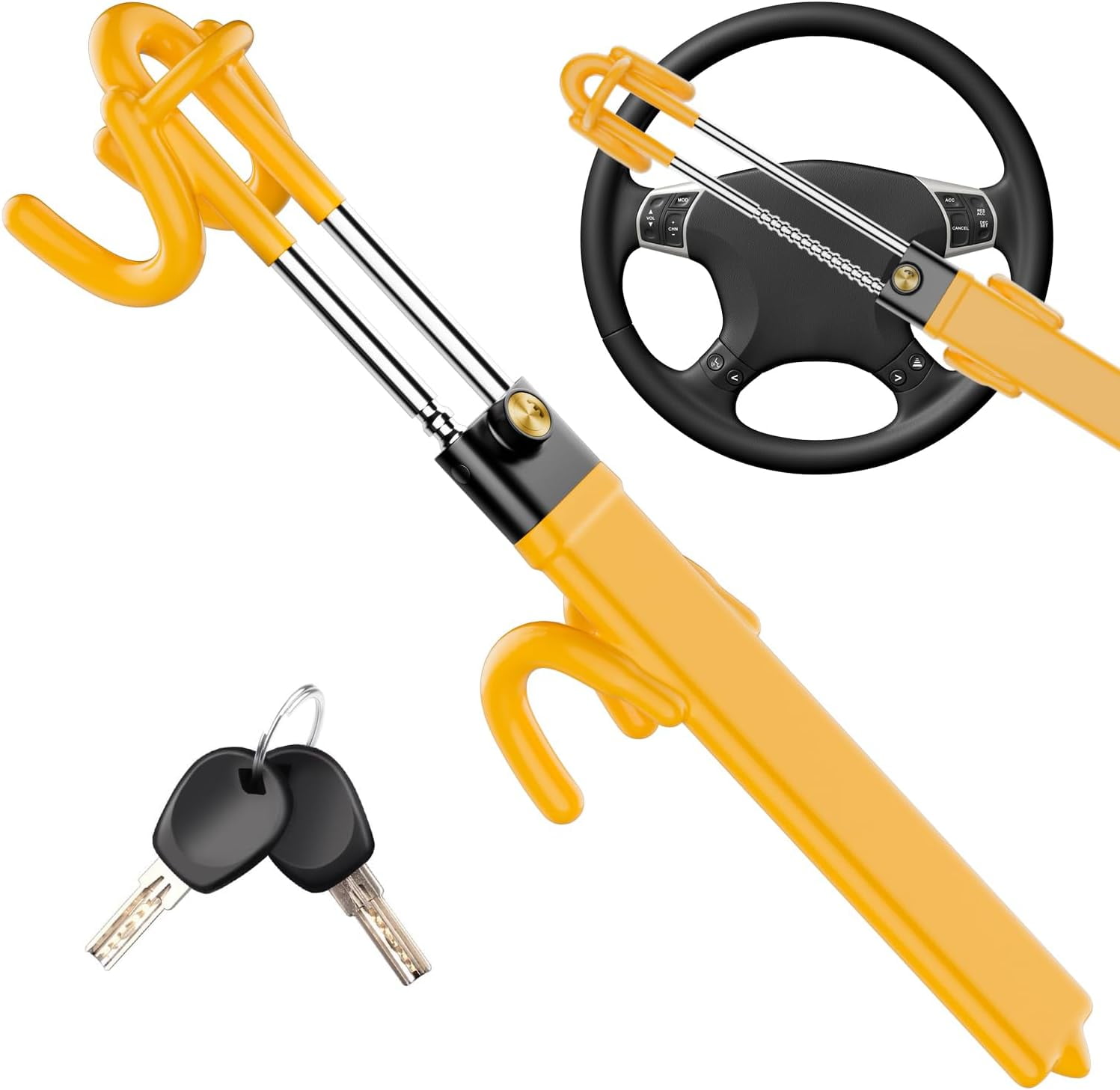 Steering Wheel Lock Car Lock : Anti-Theft Car Device Lock Double Hooks ...