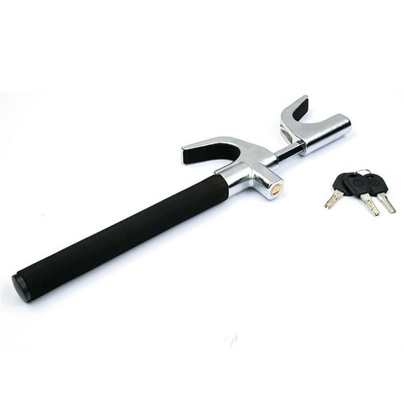 Steering Wheel Lock ,Heavy Duty Secure Anti-Theft Device Retractable Steering Lock with Escape Hammer 3 Keys