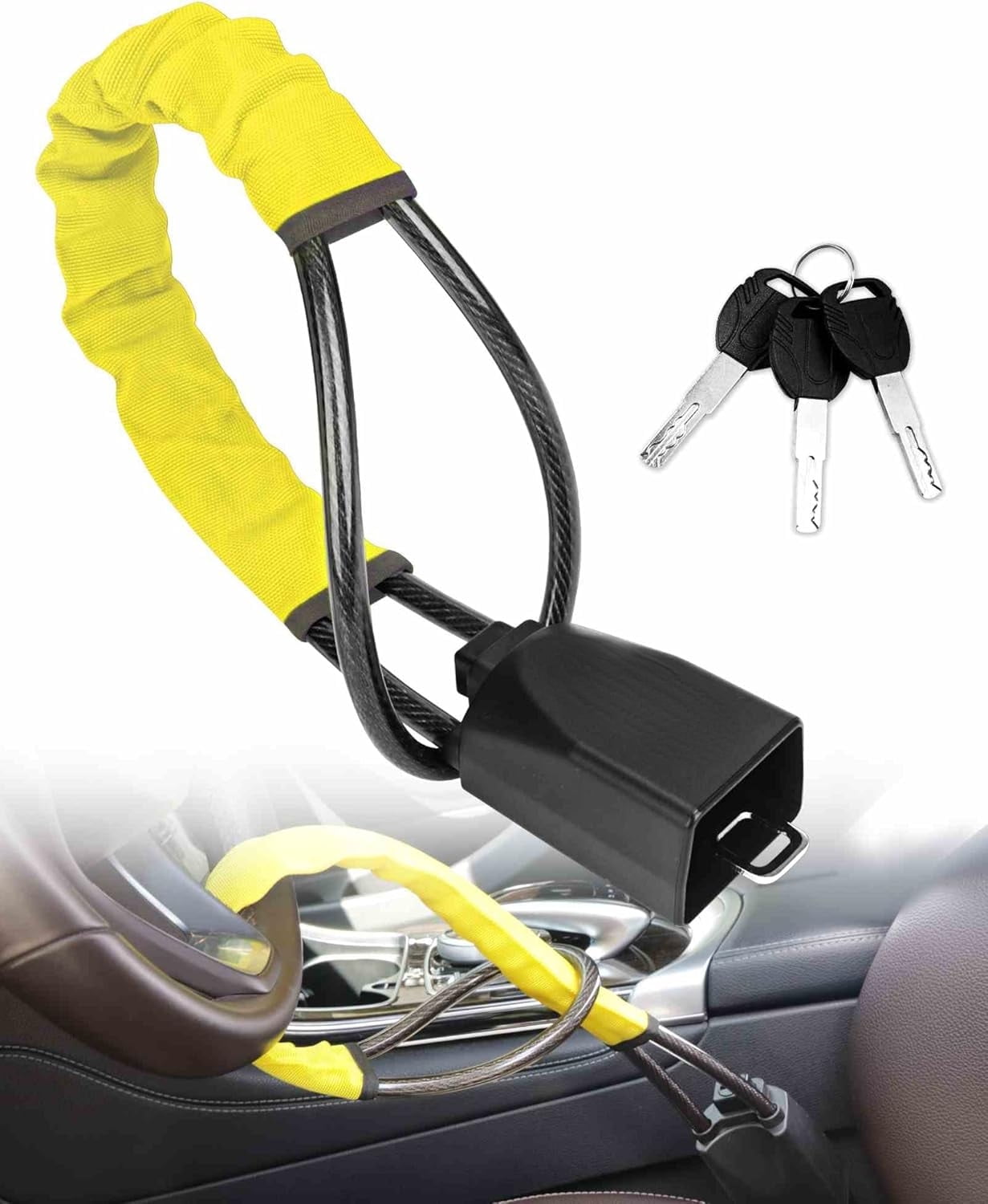 2 pack) Hyper Tough Universal Steering Wheel Lock Anti-Theft