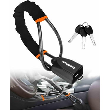 Steering Wheel Lock Seat Belt Lock Universal Anti Theft Car Device Car Lock Car Theft Prevention with 3 Keys for Car Security Fit Most Vehicles Truck SUV Van(Yellow)
