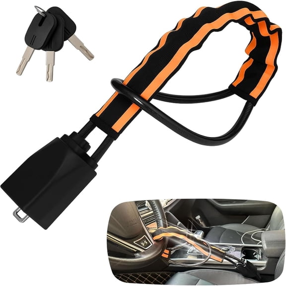 Steering Wheel Lock Seat Belt Lock Universal Anti Theft Car Device Car Lock Car Theft Prevention with 3 Keys for Car Security Fit Most Vehicles Truck SUV Van