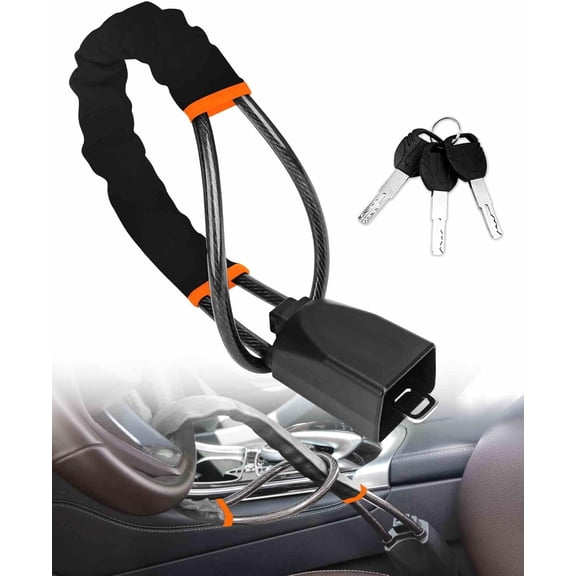 Steering Wheel Lock Seat Belt Universal Anti Theft Car Device Prevention with 3 Keys for Security Fit Most Vehicles Truck SUV Van(Black)