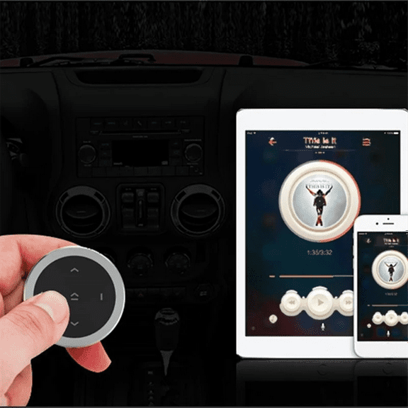 Steering Wheel Music Player Wireless Bluetooth Remote Control Media Button Multimedia for Android IOS Smartphone Car Kit,1set x car Bluetooth controller(With 1x CR2025 button battery),Black&Silver