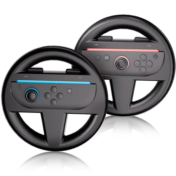 Steering Wheel for Nintendo Switch 2 (2025) JonCons Controller, 2 Pack Racing Games Accessories for Mario Kart World & 8 Deluxe, Ergonomic Design Grip for NS2 Joycon Controllers (Black)