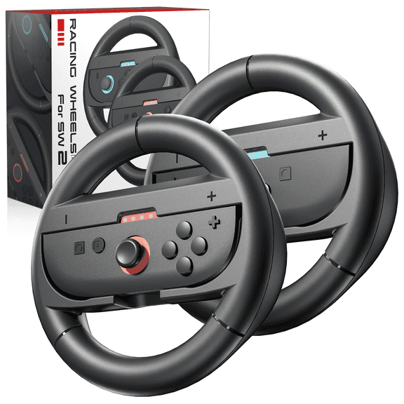 Open Box Steering Wheel for Nintendo Switch 2 2025,Racing Wheels for Mario Kart World/ 8 Deluxe,Switch 2 Racing Game Accessories for Switch 2 JoyCon (2x Black)