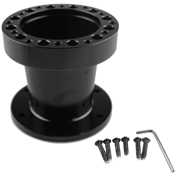 Steering Wheel Riser Adapter Extension Base, Aluminum Alloy Hub for Car Modification, 51mm 76mm 101mm Height Options, Black and Gold Finish(Black 76mm)