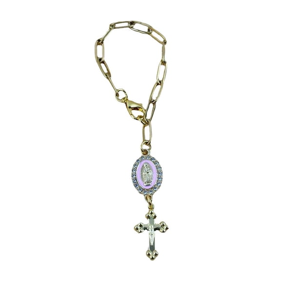 Steering Wheel Rosary Charm Accessory, Pink Steering Wheel Rosary,Rosary Car Charm Accessory,Catholic Rosary Hanging Pendant Car Interior Ornaments, Interior Men Women Car Accessories