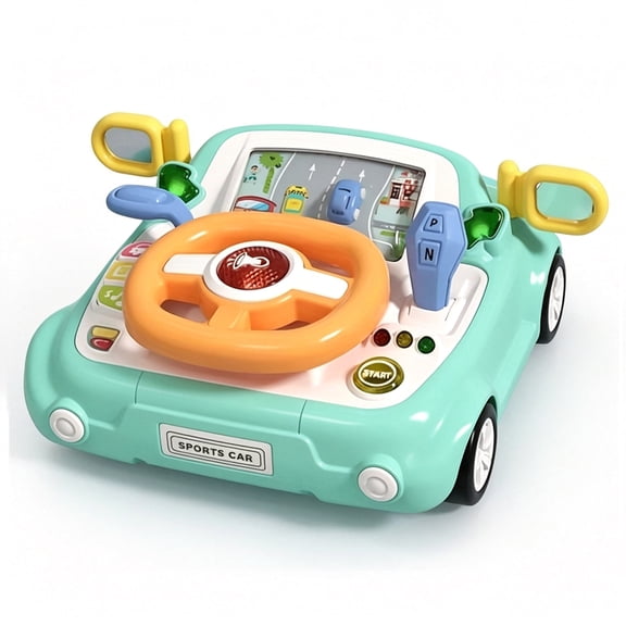 MocNova Steering Wheel Toy Toddler Educational Driving Game with Light and Music,Christmas and Birthday Gifts for 3-6 Kids Boys Girls,Green