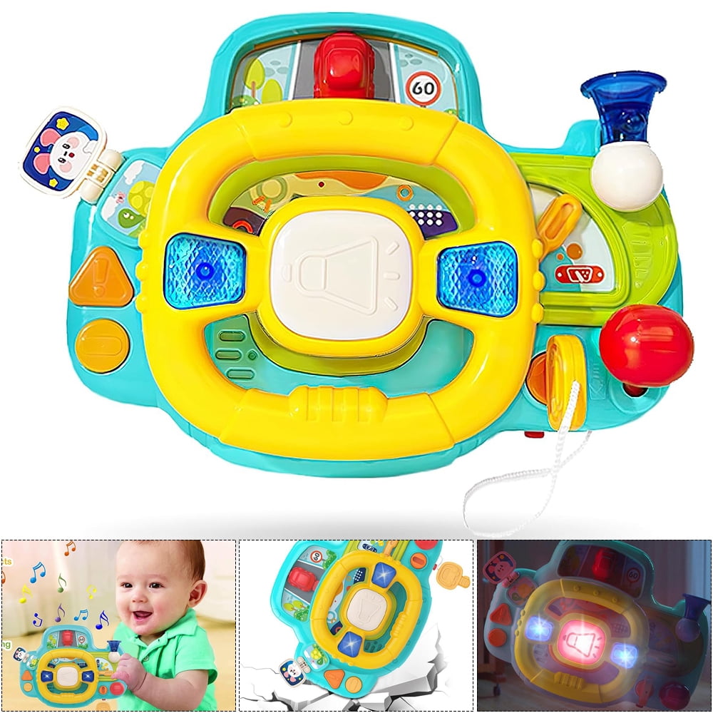 Steering Wheel Toys for Toddler 18 Month up Boys Girls, Baby Interactive Learning Toy Car Seat