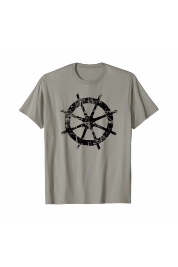 Steering Wheel (Vintage Black) Boating & Sailing T-Shirt