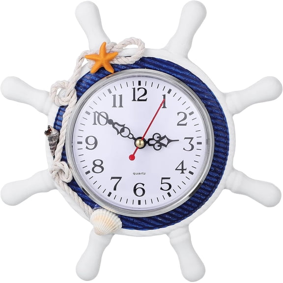 Steering Wheel Wall Clock Mediterranean Style Home Decor Nautical Party Wall Ornament Silent Clock Party Favors