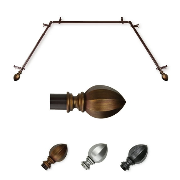 Stefan 13/16" Bay Window curtain rod 20"-36", 38"-72" - Cocoa