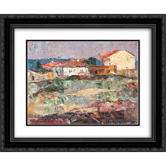 Stefan Dimitrescu 2x Matted 24x20 Black Ornate Framed Art Print 'Houses in Mangalia'