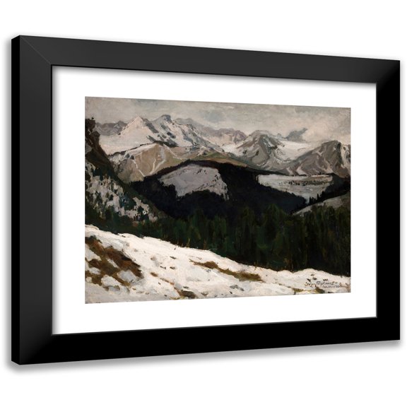 Stefan Filipkiewicz 14x12 Black Modern Framed Museum Art Print Titled - Thaw in the Tatra Mountains (1904)