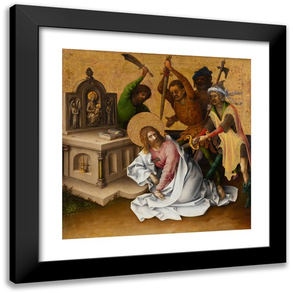 Stefan Lochner 20x20 Black Modern Framed Museum Art Print Titled - Martyrdom of St Matthew (After 1435)