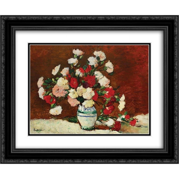Stefan Luchian 2x Matted 24x20 Black Ornate Framed Art Print 'Carnations'