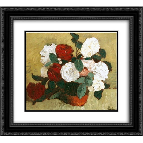 Stefan Luchian 2x Matted 24x20 Black Ornate Framed Art Print 'Roses'