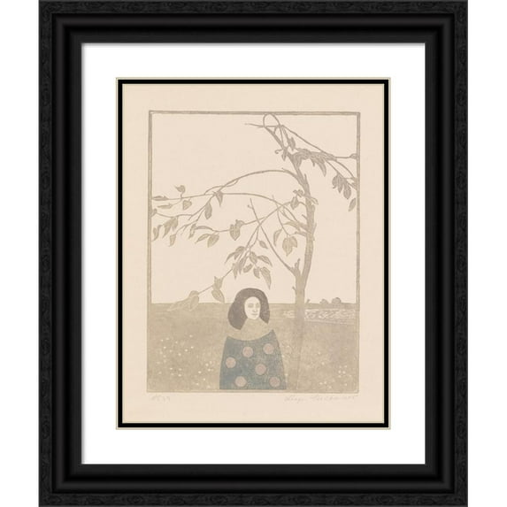 Stefan Martin 15x18 Black Ornate Wood Framed Double Matted Museum Art Print Titled - Ronnie and the Chief's Son Pl4 (1962)
