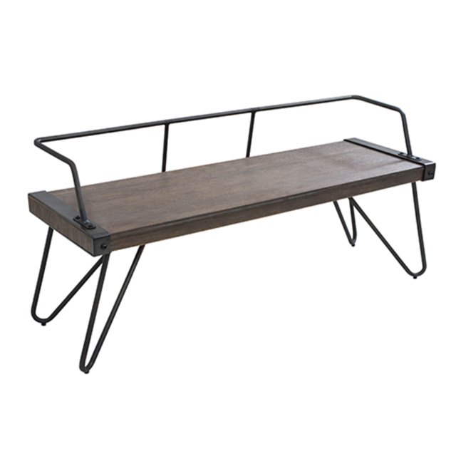 Stefani Industrial Bench with Walnut Seat and Antique Metal Frame, 16