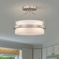 thumbnail image 1 of Stefani Matte Stain Nickel 2-Light Frosted Glass Drum Shade Semi-Flush Mount, 1 of 1