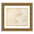 thumbnail image 1 of Stefano Della Bella 22x20 Gold Ornate Framed and Double Matted Museum Art Print Titled - Studies of a Lion's Head, 1 of 4