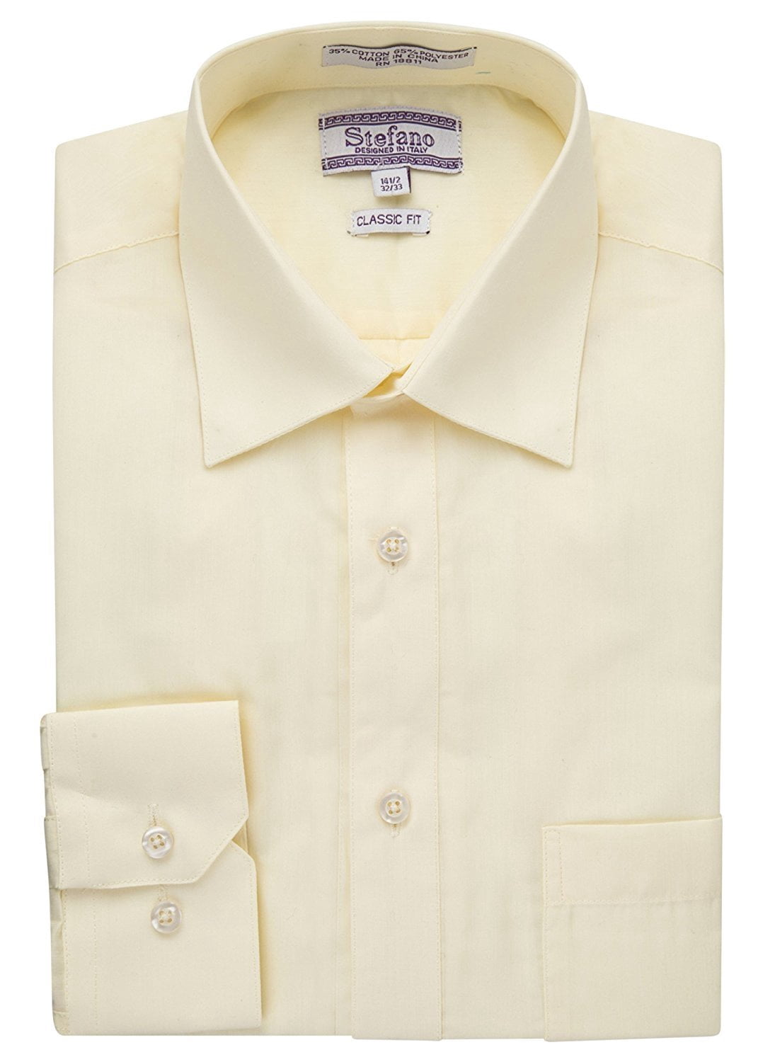Gold~Yellow~Mustard Cotton Blend Convertible Cuffs Men's Dress Shirt