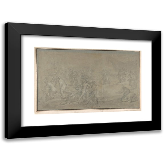 Stefano Pozzi 14x11 Black Modern Framed Museum Art Print Titled - The Contest of Elijah and the Prophets of Baal on Mount Carmel (1699-1768)
