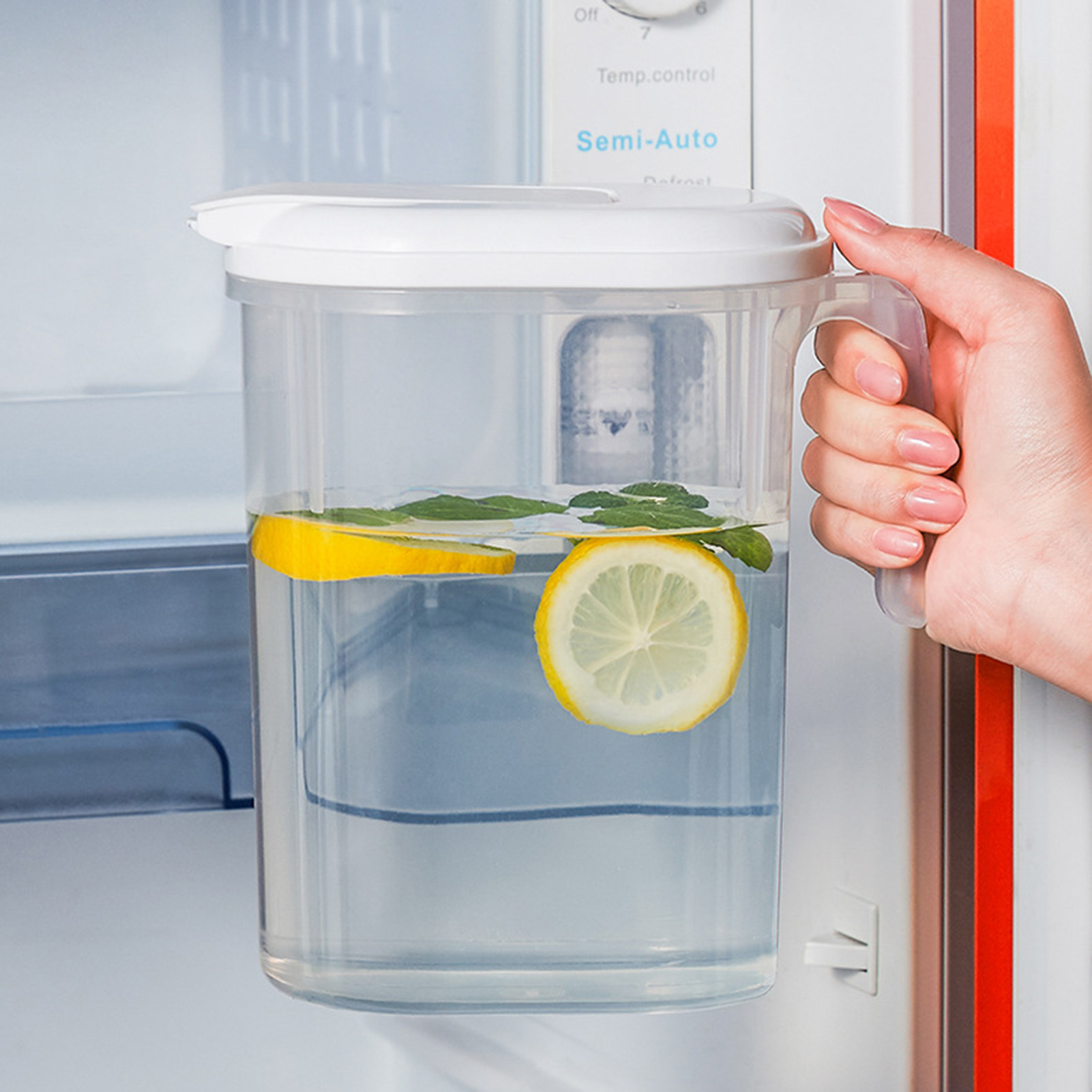 Steger 1800ML Fridge Door Water Jug with Handle PP Pitcher with Top Lid