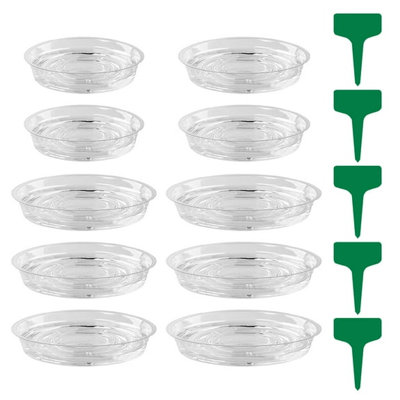 Steger Plant Saucer, 10 Pack of 6 8 10 12 Inch Plastic Plant Tray for Indoors Outdoors Clear Flower Pot Drip Trays Plants Garden Saucers Plant Pot Saucer Trays