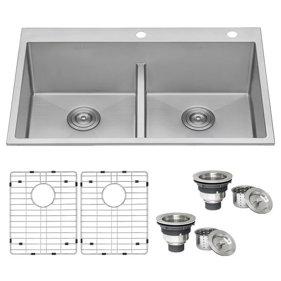 Stegmeier RVH8051 Multicolor Stainless Steel 33 x 22 Inch Square Drop-in Sink