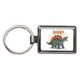 thumbnail image 1 of Stegosaurus Roar Text Dinosaur Fun Metal Rectangle Keychain, 1 of 7