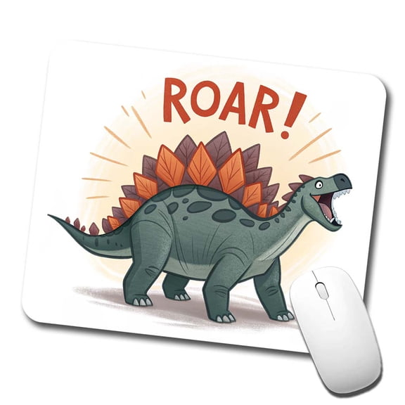 Stegosaurus Roar Text Dinosaur Fun Mouse Pad Low Profile Gaming Mat