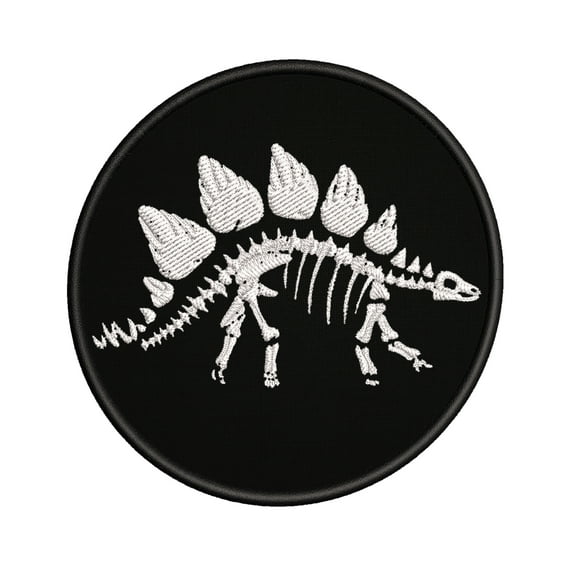 Stegosaurus Skeleton Embroidered DIY Iron on or Sew-on Decorative Patch Badge Emblem Appliques Dinosaur Bones Jurassic Park Series