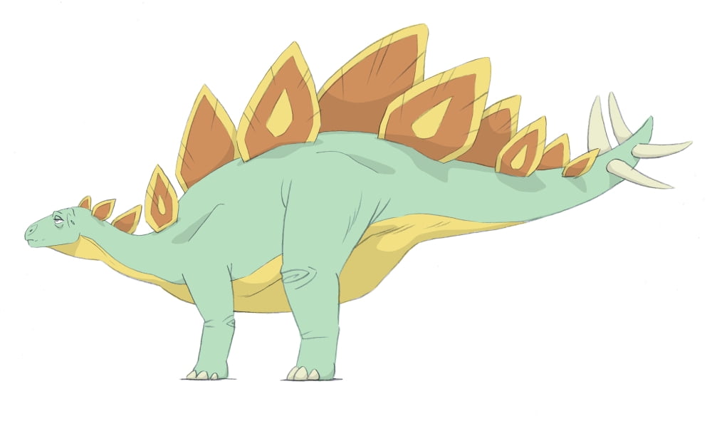 Stegosaurus pencil drawing with digital color Canvas Art - Alice TurnerStocktrek Images (19 x 11)