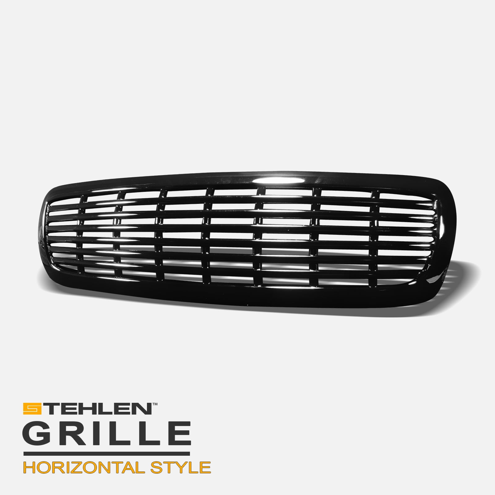 Glossy Black Front Bumper Grille For 1997-2004 Dodge Dakota & 1998-2003 Durango | Horizontal Style ABS Plastic
