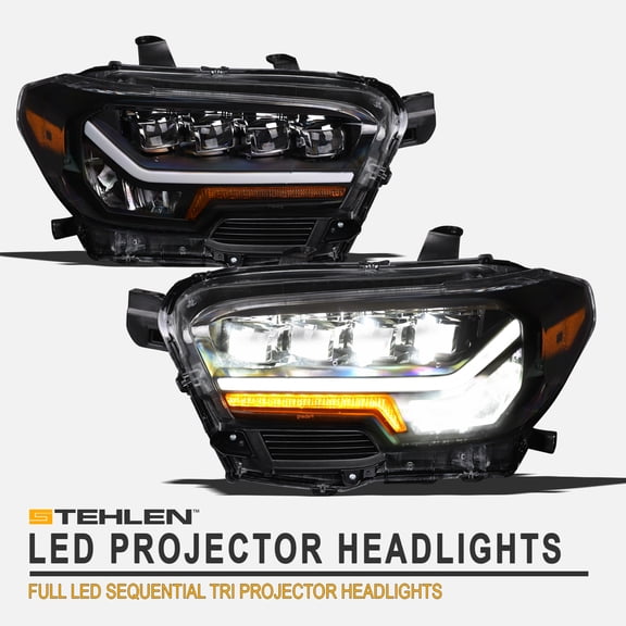 Stehlen 642167823131 Full LED Sequential Quad Projector Headlights ( Black ) For Tacoma 2016-2022 Non-Factory LED DRL