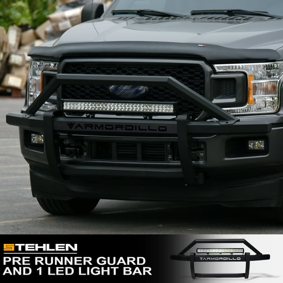 Stehlen 642167824213 Compatible With 2005-2015 Toyota Tacoma Steel Pre-Runner Bumper Grille Guard with 32" 60x CREE LED Fog Light Bar v2 - Matte Black