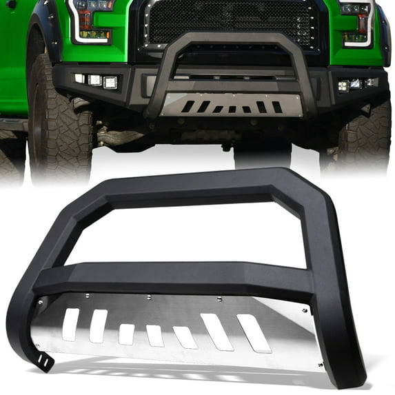 Stehlen 714937183186 Advance Series Bull Bar - Matte Black / Brush Aluminum Skid Plate For 2005-2010 Dodge Dakota / 2011 Ram Dakota / 2006-2009 Mitsubishi Raider
